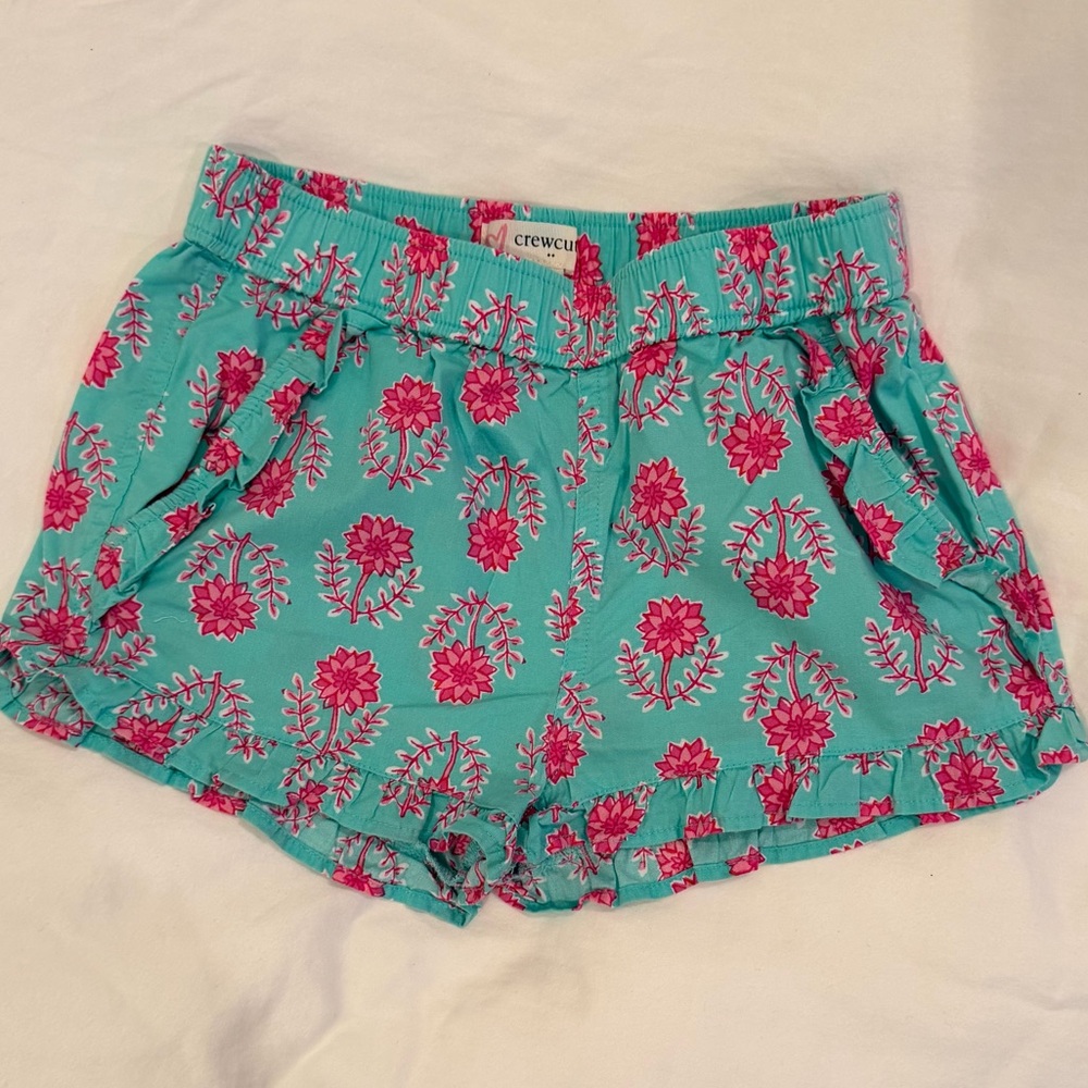 J. Crew / Crewcuts Turquoise and Pink Girls Block Print Shorts - Size 6